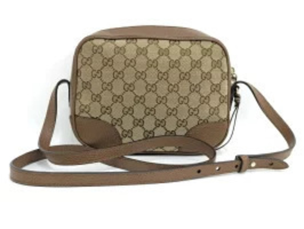 Gucci Canvas Shoulder Leather GG Bag Brown